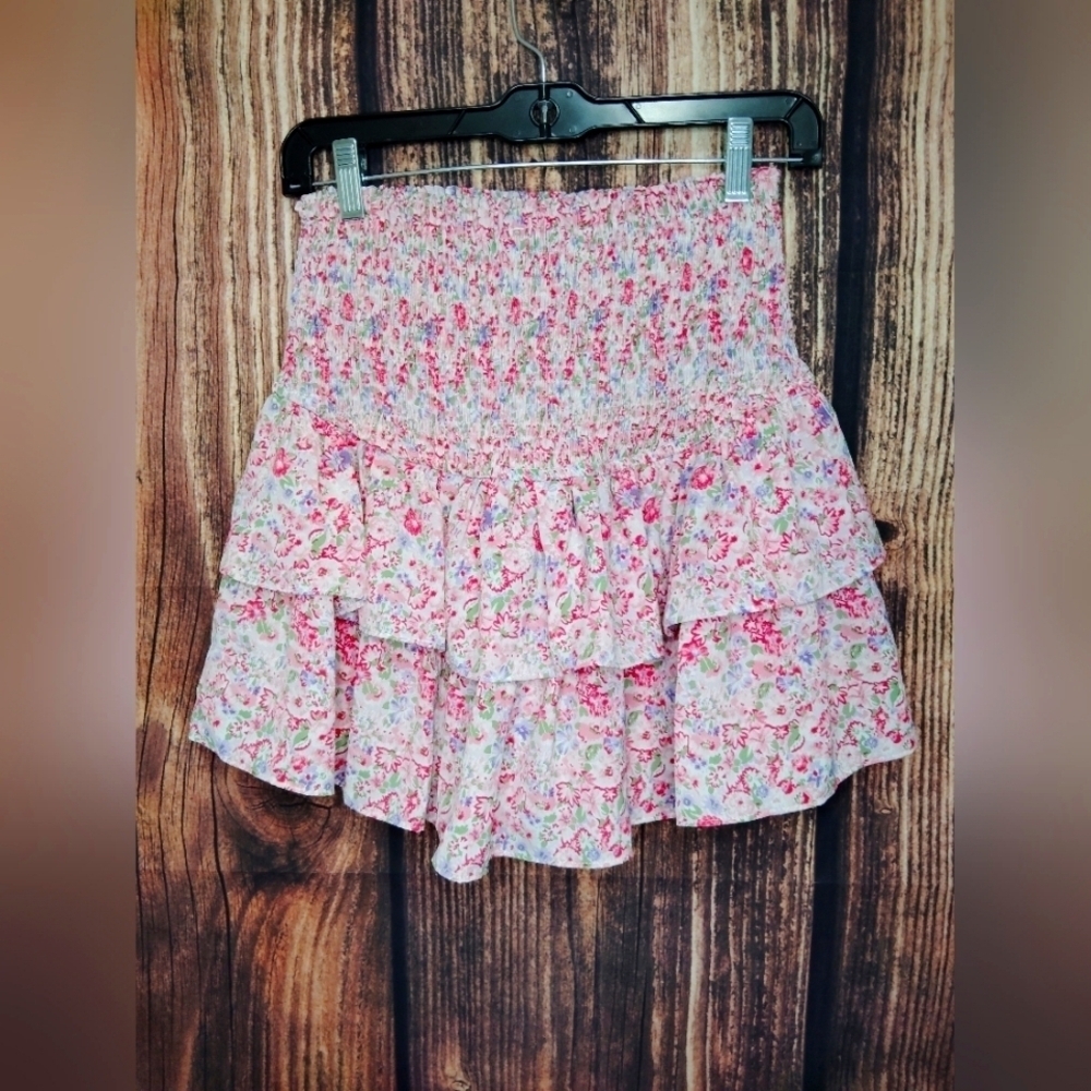 Entro Pink and White Bubble Mini Skirt